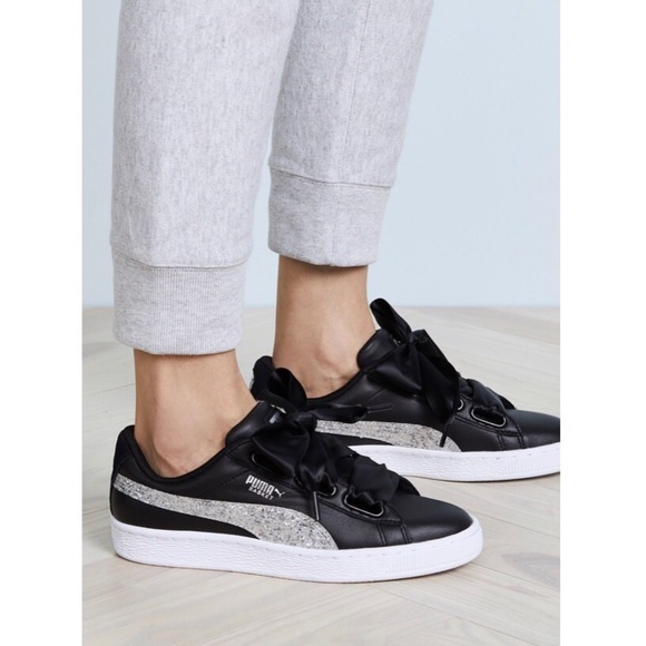 puma basket heart glitter